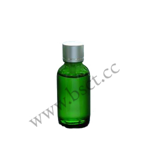 green glass essential oil bottle euro bottle with silver screw cap