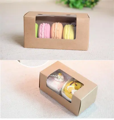 Clear window kraft brown cake box