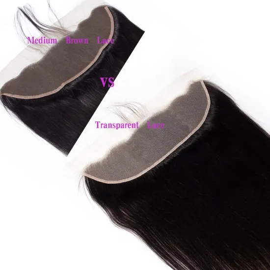 Straight Transparent Lace Closure Pre Plucked Natural Hair Line Cuticle Aligned Transparent  Swisss Lace Lace Closure