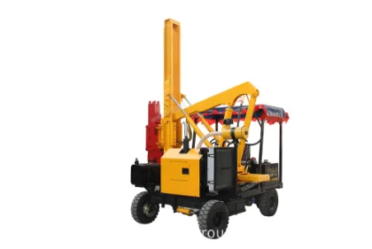 Four-wheel Hydraulic Road Piling Machine Small Piling Driver