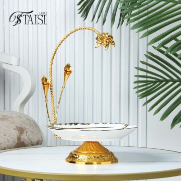 BRY005F Luxury Cake Table Stand, Ceramic Fruit Plate, Pastry Display Trays for Party Wedding Decoration