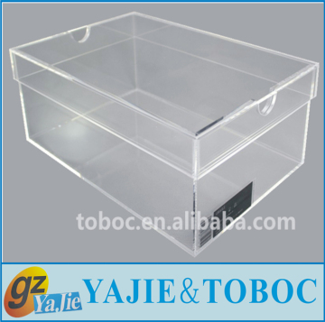 Custom clear acrylic shoe boxes, clear acrylic sneaker display box with lid