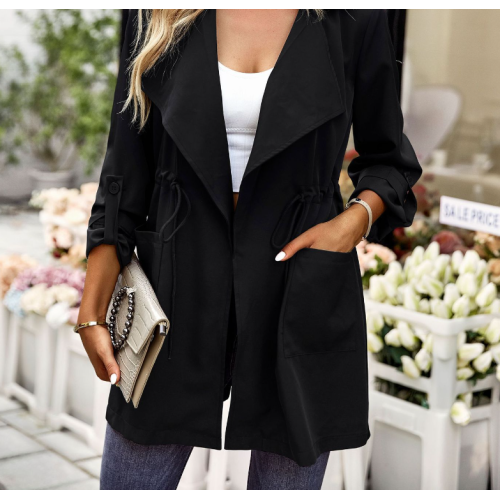 Women's Long Sleeve Long Slim Overcoat