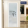 Minimally decorated bathroom door with floral patterns