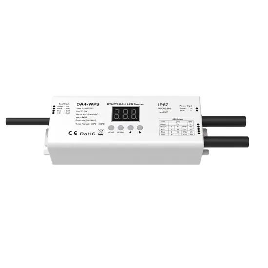 DA4-WPS (DT6/DT8) 4CH*5A 12-48VDC IP67 DALI LED Dimmer