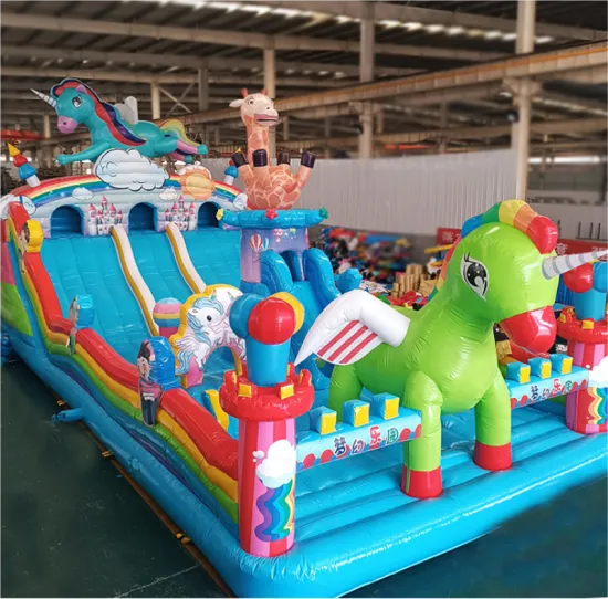 Commercial Rental Unicorn Rainbow Bounce House Inflatable Bouncy Castle
