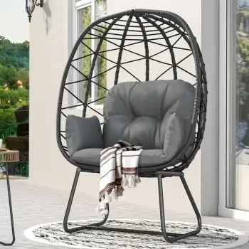 Outdoor & Indoor Wicker Egg Chair with Cushion: Perfect for Patio and Garden