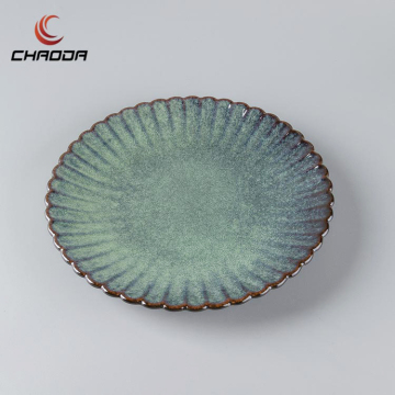Ceramic Flower-Shaped Green Plates for Wedding Decoration and Microwave Use
