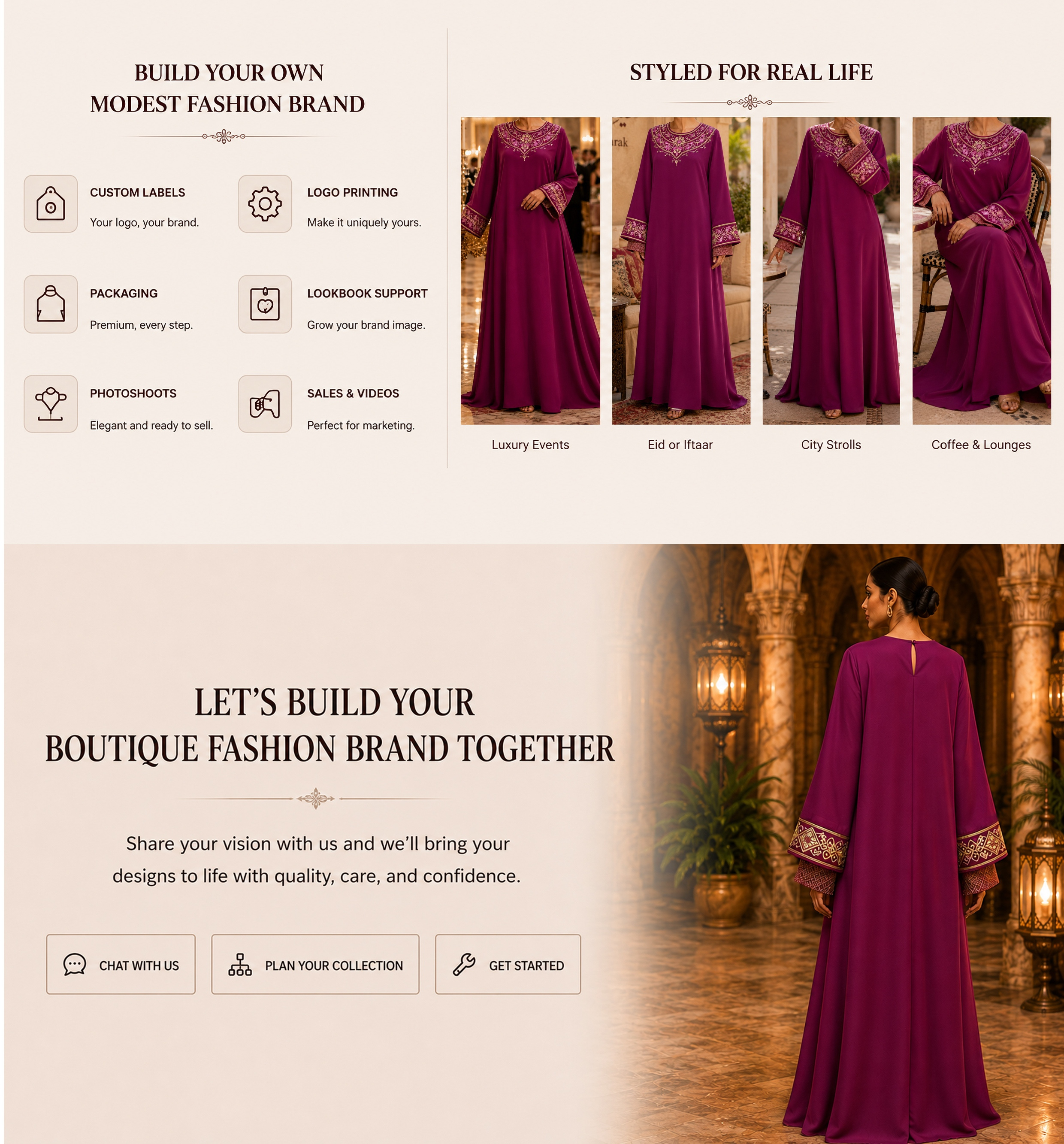 purple embroidered beaded closed abaya private label styling