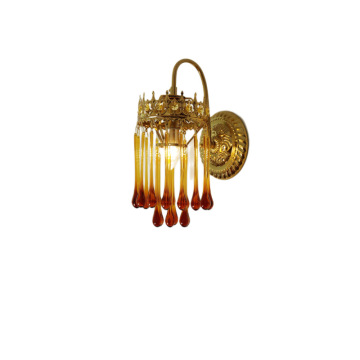 French Romantic Retro Snot Glass Wall Lamp with Remote Control: Ideal for Living Rooms, Bedrooms, Corridors, Stairs, Porches - Tan Water Drop Design