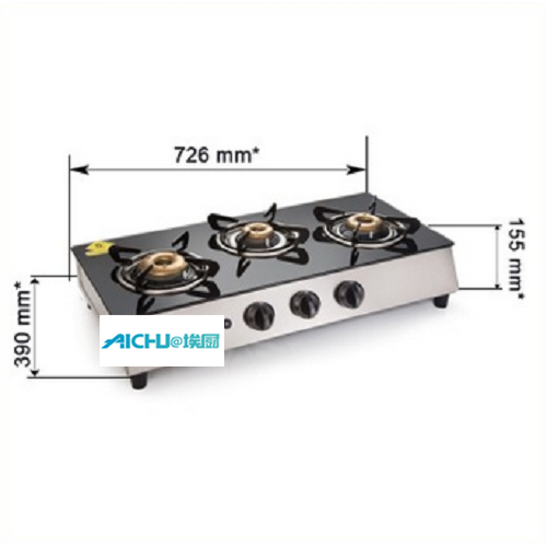 Estufa de gas Glen 3 Burners SS Plus Glass