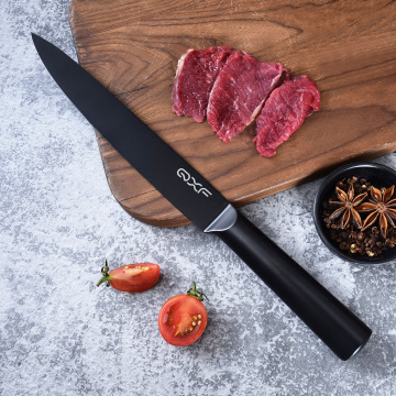 8 Inch Black Coating Meat Carving Knife with Ergonomic Hollow Handle