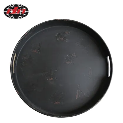 Rusty Black Round Plastic Tray