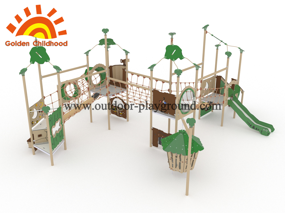 Children Multiply Net Bridge With Swing Playhouse