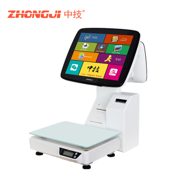 Zhongji Scala dell'etichetta touchscreen AI da 15 pollici con supporto Windows/Android e una pesatura accurata