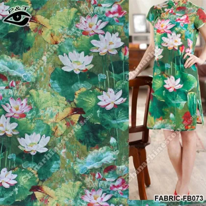 Chinese Style Fabric Lotus Printed Cotton Linen Fabric Fo Cloth Househoud