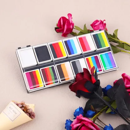 S01r Body Paint Palette Party Makeup - Rainbow Split Cake Face Paint Kit