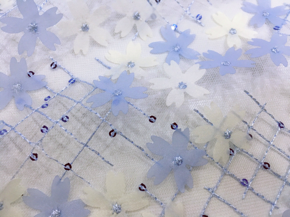 3D Chiffon Flower Embroidery Fabric