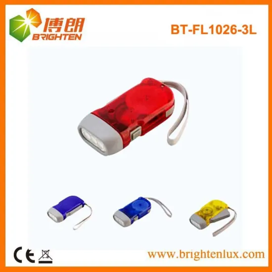 Factory Supply ABS Material Cheap Emergency Used 3 led Dynamo Flashlight Torch
