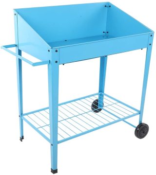 Mobile Elevated Garden Bed with Storage: Raised Planter Box on Wheels for Outdoor Vegetables