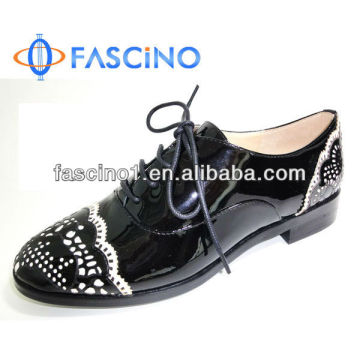 Leather casual women lace-up shoe