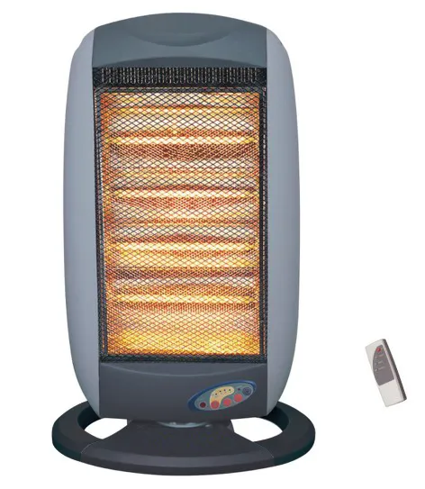 Portable Halogen Heater with Remote Control: Free-Standing, Desktop Installation for Living Room & Bedroom, featuring Tip-Over Protection for Safety