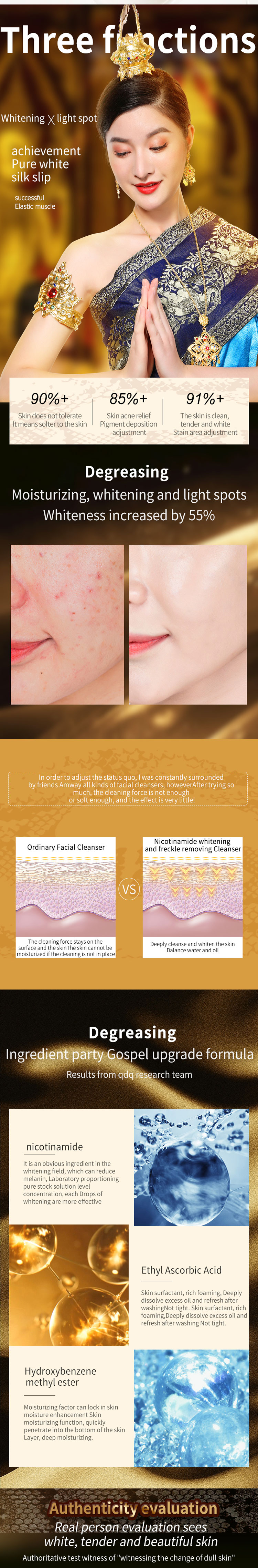 Whitening and freckle removing facial cleanser