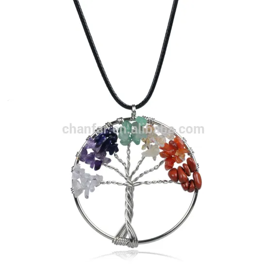 Handmade Collars Life Tree Quartz Pendant necklace Amethyst crystals Multicolor for Wisdom Natural Stone Necklace