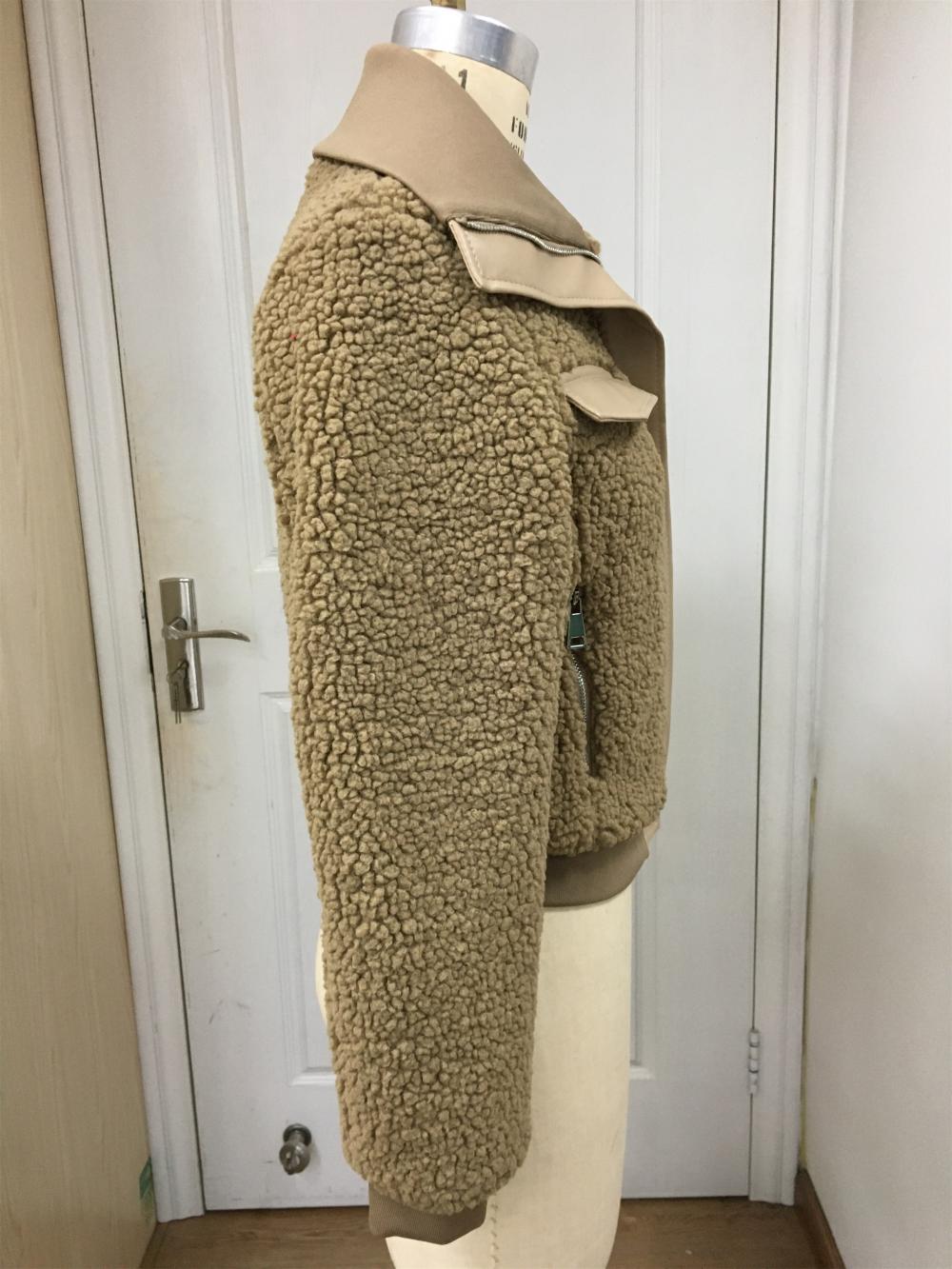 Jaqueta falsa shearling feminina