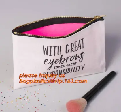 make up pouch with hemp string, Travel cotton canvas toilet make up bag, eyelash gift bag make up purse or pouch