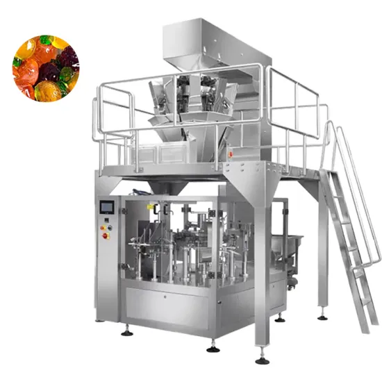 High Capacity Stand Up Premade Bag and Doypack Rotary Weighting Packing Machine for Dried Fruits, Nuts, Chocolate, Gummy Candies, Coffee Beans Packaging