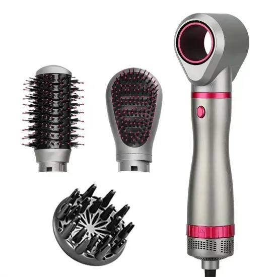 4-in-1 Hot Electric Air Comb Blow Comb with Automatic Curling Iron and Straightening Function - Portable Hair Styling Comb