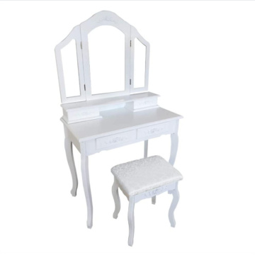 Vanity Makeup Table Set with Beveled LED Mirror