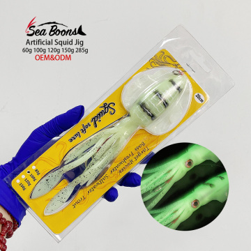 Glow Bionic Squid Jig Fishing Lures - 100g/120g/150g Sea Fishing Hooks