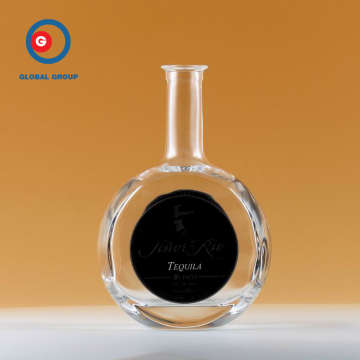 Tequila Glass Bottle Transparent and Round Shape