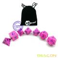 Bescon+New+Style+Solid+Metal+Dice+Set+Deep+Pink+w%2FBlack+Numbers%2C+Metallic+RPG+Miniature+Polyhedral+dice+set