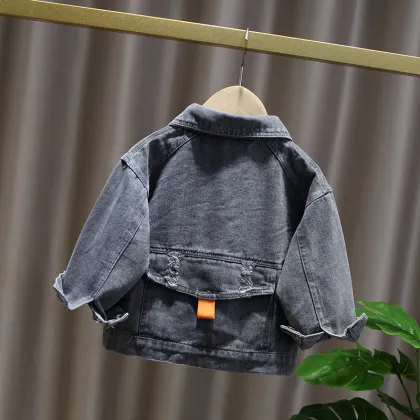 Children's jacket spring and autumn baby denim jackets big pocket mouse print girls denim jackets