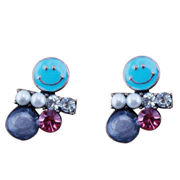 Cartoon Crystal Stud Earrings, Fashion, Butterfly, Diamond