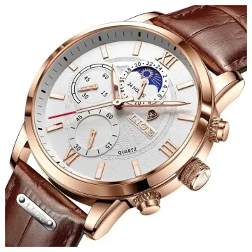 Lige 8932 Classic Fashion Men's Quartz Leather Waterproof Watch