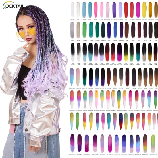 Kanekalon fiber prestretched synthetic hair weave, different length weft ombre extensions for braid