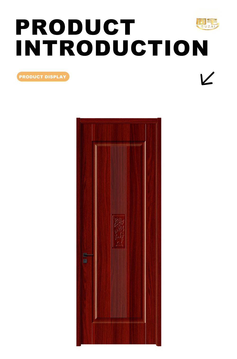 Red Spliced Wood Carved Fluted Interior Door X
