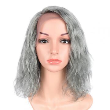 100% HUMAN HAIR GREEN GREY LACE FRONT WET N WAVY WIG