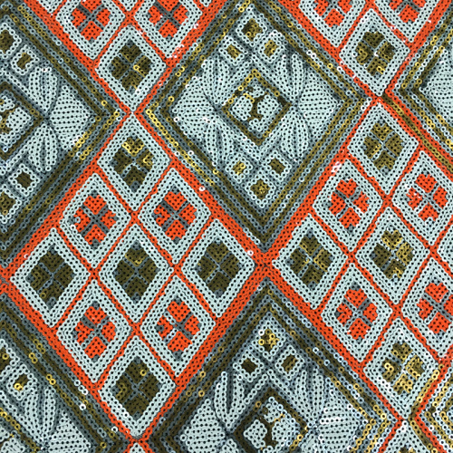 Luxury Multicolor Geometry Sequin Embroidery Fabric