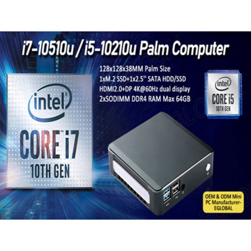 10th New Mini PC Windows10 Intel i7-10510U I5-10210U 2*DDR4 M.2 Nuc Ultra Compact PC Barebone Computer Type-C 4K 60Hz HDMI2.0 DP