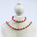5mm leende pärlor rosa halsbandsarmband set