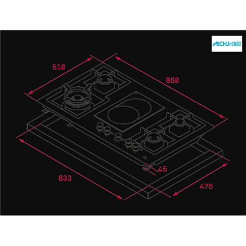 Placas de gas 5 quemadores 90cm Teka