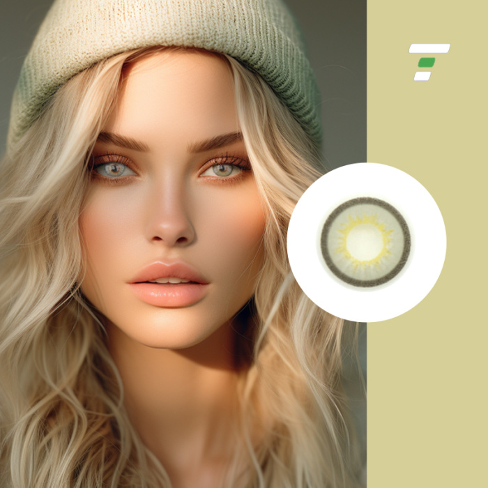 Top color contact lens split for magnification