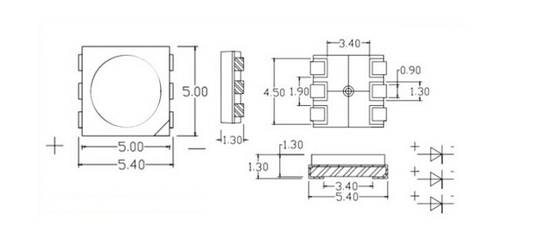 white led size