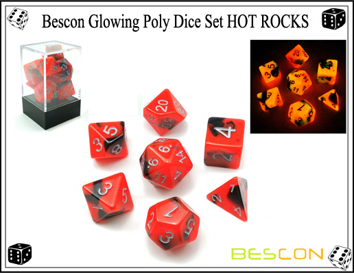 Bescon Glowing Poly Dice Set HOT ROCKS-1