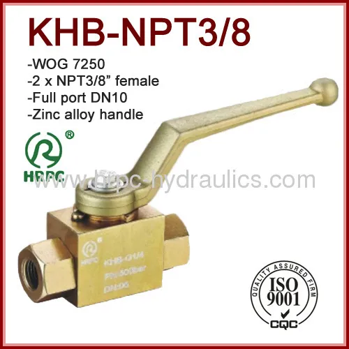 Npt Internal Thread Ball Valve High Pressure 7250psi Two Way Full Port 